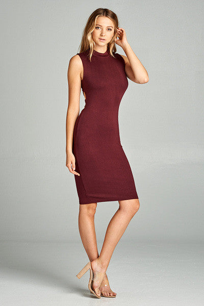 Blackashmere Cutout Back Mock Neck Dress